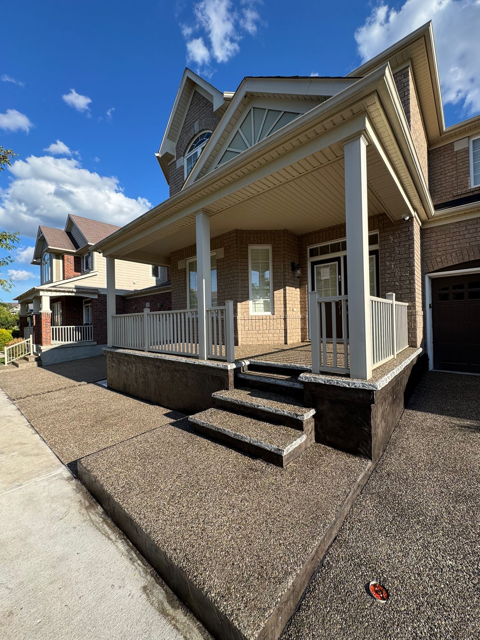 Exposed aggregate concrete driveway texture in Cambridge Ontario